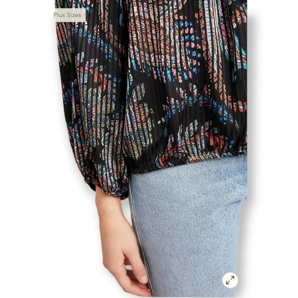 Anthropologie Maeve Madeira Boho Satin Shimmer Abstract Paisley Blouse Medium - Picture 6 of 16